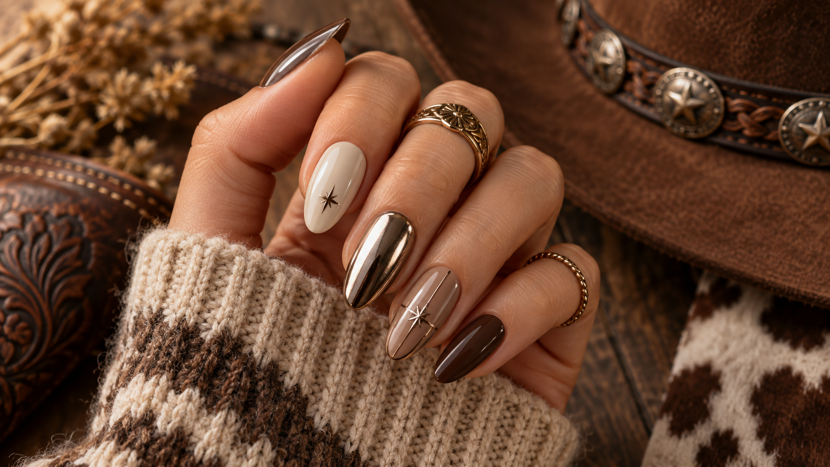 Western Chrome Accent Nails